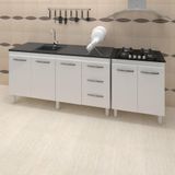 Balcao Pia 150cm E Cooktop 4 Bocas Branco Mobbs Branco