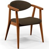 Poltrona Decorativa Para Sala De Estar Jantar Cecília L02 Suede Marrom