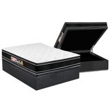 Cama Box Baú Casal: Colchão Castor D33 Black E White Air Double Face Euro Pillow+base Gray(138x188)