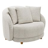 Poltrona Decorativa Para Sala De Estar Fixa Pés Madeira Witta M03 Bouclê Branco
