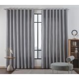 Cortina Para Sala Quarto Madras 4,00x2,80 Ilhos Cinza Escuro