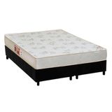 Cama Box King: Colchão Espuma D33 Castor Sleep Max Relax + Base Crc Suede Black(193x203)