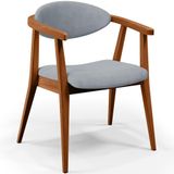Poltrona Decorativa Para Sala De Estar Jantar Cecília L02 Suede Cinza
