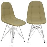 Kit 2 Cadeiras Charles Eames Botonê Eiffel Base Metal