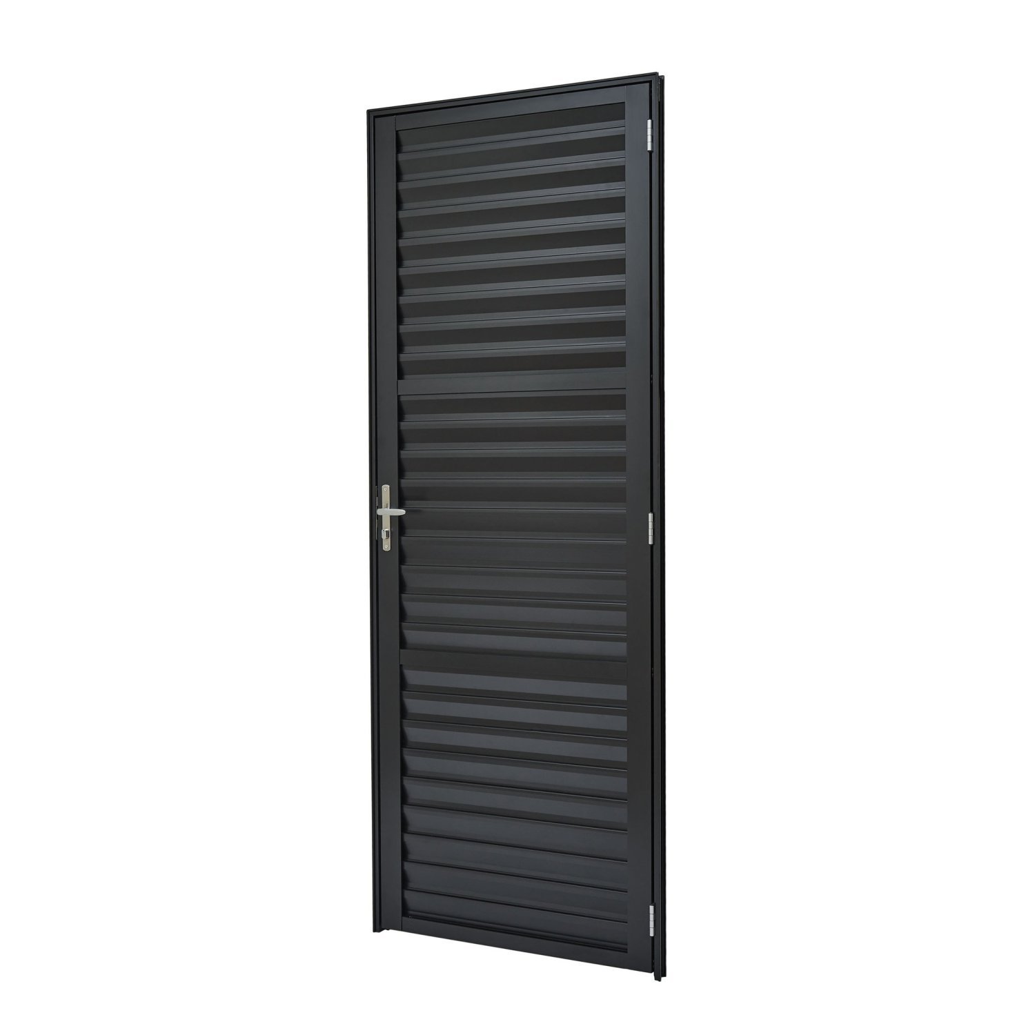 Porta De Aluminio 210x80cm Batente 4cm Ultra Ramassol Preto