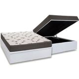 Cama Box Baú Casal: Colchão Espuma Ortobom D45 Light + Base Crc Courano White(138x188)