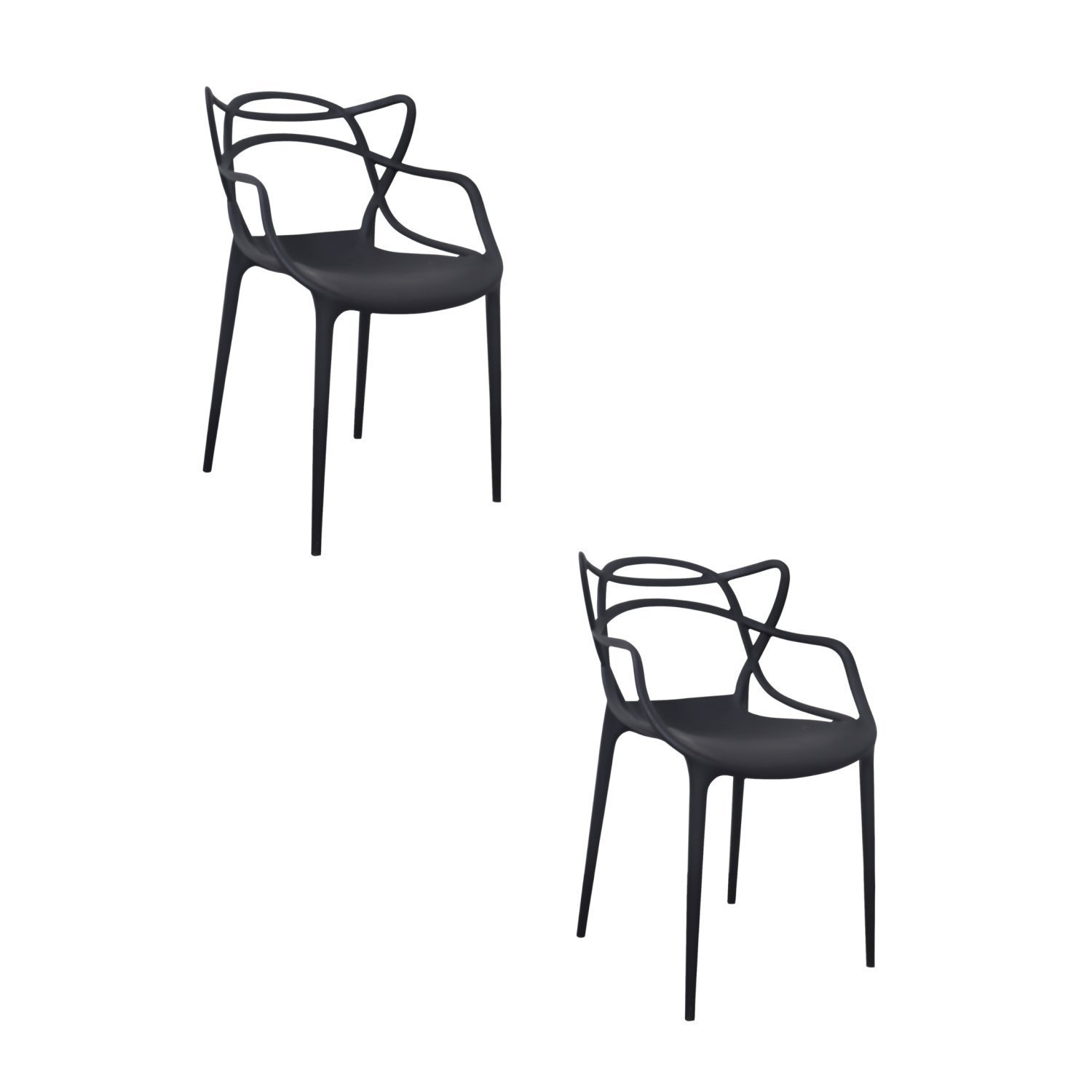 Kit 2 Cadeiras Polipropileno Aviv Fratini Preto