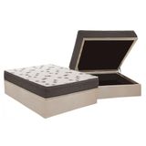 Cama Box Baú Casal: Colchão Espuma Ortobom D45 Light + Base Crc Suede Clean(138x188)