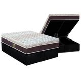 Cama Box Baú Queen: Colchão Molas Ensacadas Castor Pocket Class Híbrido + Base Black(158x198)