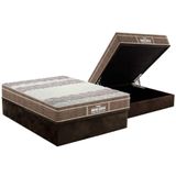 Cama Box Baú Casal: Colchão Ortopédico Probel D33 / Ep Guarda Costas Plus + Base Brown(138x188)