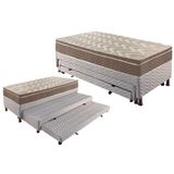 Cama Box c/ Auxiliar Solteiro: Colchão D33 Confort Ultra Firme + Tricama Base Rústico White (88x188)