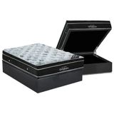 Cama Box Baú Casal: Colchão Molas Ortobom Nanolastic Exclusive + Base Crc Suede Gray(138x188)