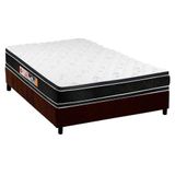 Cama Box Casal: Colchão Espuma Castor D33 Black E White + Base Crc Suede Brown(138x188)