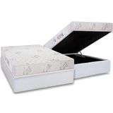 Cama Box Baú Casal: Colchão Espuma D45 Luckspuma Gran Luck + Base Crc Courano White(138x188)