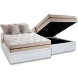 Cama Box Baú Casal: Colchão Molas Ensacadas Anjos Masterpocket Classic + Base White(138x188)