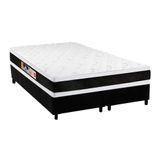 Cama Box Queen: Colchão Espuma D45 Castor Black E White Air Double Face + Base Black(158x198)