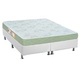 Cama Box Queen: Colchão Espuma D33 Castor Sleep Max + Base Crc Courano White(158x198)