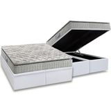 Cama Box Baú Queen: Colchão Espuma Anjos D33 Orthosono Pillow Top + Base Crc Courano White(158x198)