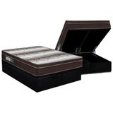 Cama Box Baú Queen: Colchão Ortopédico Ortobom Light + Base Crc Suede Black(158x198)