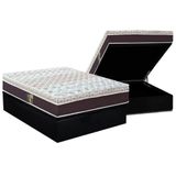 Cama Box Baú Casal: Colchão Molas Ensacadas Castor Pocket Class Híbrido + Base Black(138x188)