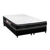 Cama Box Queen: Colchão Espuma Castor D33 Black E White Double Face + Base Crc Suede Black(158x198)