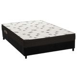 Cama Box Casal: Colchão Espuma Ortobom D45 Light + Base Crc Suede Black(138x188)