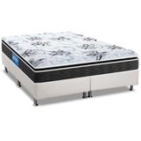 Cama Box Queen: Colchão Espuma Probel D40 Guarda Costas Premium Hiper Firme + Base White(158x198)