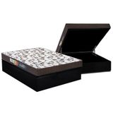 Cama Box Baú Casal: Colchão Espuma D33 Polar Pérola + Base Crc Suede Black(138x188)