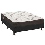 Cama Box Casal: Colchão Espuma Ortobom D45 Light + Base Crc Suede Black(138x188)