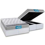 Cama Box Baú Queen: Colchão Espuma D45 Probel / Ep Guarda Costas Próextreme + Base White(158x198)