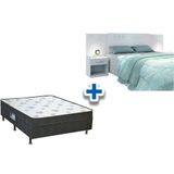 Cama Box Casal Conjugada Molas Union Ortobom + Cabeceira Plus Branco
