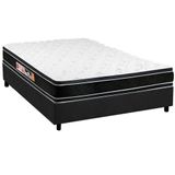 Cama Box Casal: Colchão Espuma Castor D33 Black E White + Base Crc Suede Gray(138x188)