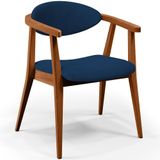 Poltrona Decorativa Para Sala De Estar Jantar Cecília L02 Suede Azul Marinho