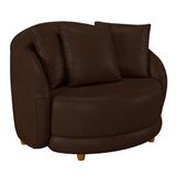 Poltrona Decorativa Para Sala De Estar Fixa Pés Madeira Witta M03 Corano Marrom