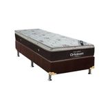 Cama Box Solteiro: Colchão Molas Ortobom Superpocket Sleep King + Box Suede Brown(88x188)