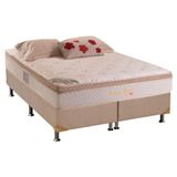 Cama Box Queen: Colchão Molas Ensacadas Herval Masterpocket Pallace Bambu Plus + Base Bege(158x198)
