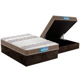 Cama Box Baú Casal: Colchão Espuma D33 Probel / Ep Double Face + Base Brown(138x188)
