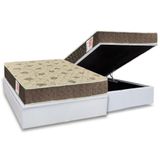 Cama Box Baú Casal: Colchão Espuma D33 Orthoflex Comfortpedic Line + Base Crc Courano White(138x188)