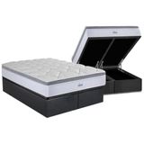 Cama Box Baú Queen: Colchão Molas Ensacadas Herval Masterpocket Toledo + Base Gray(158x198)