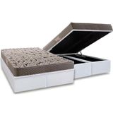 Cama Box Baú Queen: Colchão Espuma Herval Ag65 Fort Black Firme Pillow Top + Base White(158x198)