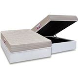 Cama Box Baú Casal: Colchão Espuma D45 Herval Top + Base Crc Courano Branco(138x188)