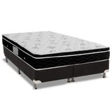 Cama Box Viúva: Colchão Molas Ortobom Nanolastic Physical Spring + Base Crc Suede Black(128x188)