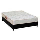 Cama Box Casal: Colchão Espuma D33 Castor Sleep Max Relax + Base Crc Suede Black(138x188)