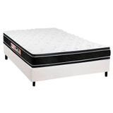 Cama Box Casal: Colchão Espuma D33 Castor Black E White Double Face + Base White(138x188)