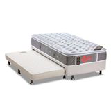 Cama Box C/auxiliar Solteiro: Colchão Castor Pocket Castor New + Base Branco(88x188)