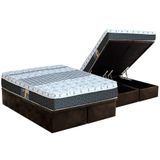 Cama Box Baú Queen: Colchão Molas Castor Bonnel System Class One Face + Base Brown(158x198)