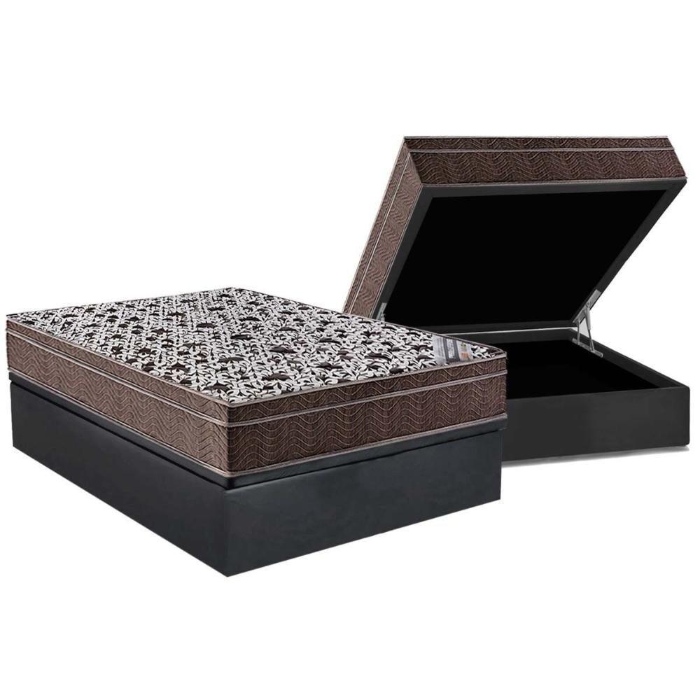 Cama Box Baú Casal: Colchão Molas Ensacadas Ortobom Superpocket Physical + Base Gray(138x188)