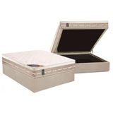 Cama Box Baú Casal: Colchão Molas Castor Bonnel Premium Tecnopedic + Base Crc Suede Clean(138x188)