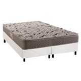 Cama Box Queen: Colchão Anatômico Herval Ag65 Fort + Base Crc Suede White(158x198)