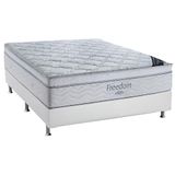 Cama Box Casal: Colchão Molas Superpocket Ensacadas Ortobom Freedom Visco + Base Branco(138x188)